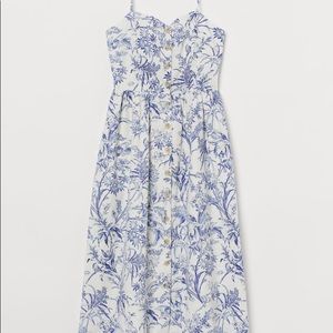 H&M Midi Linen Blend Dress | Size S | Blue/White